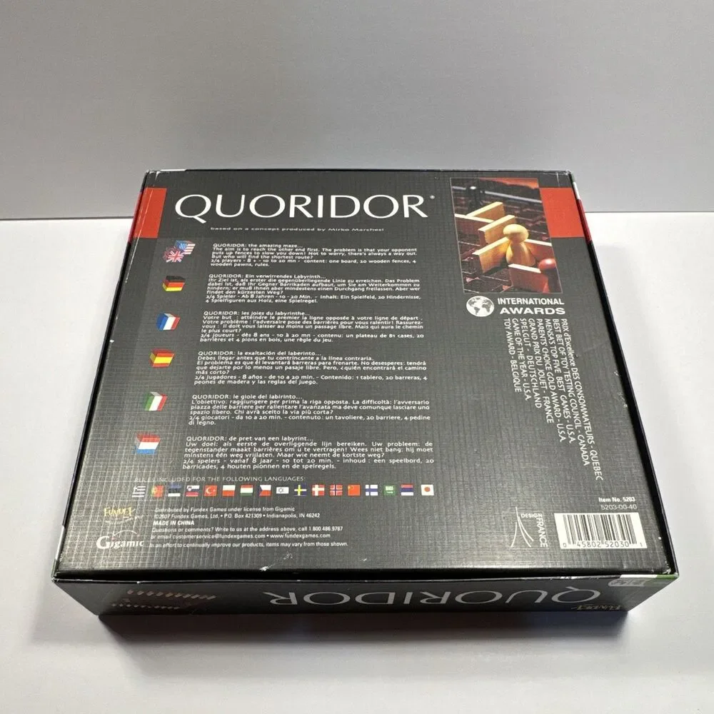 Gigamic Quoridor Strategy Board Game Complete Game, 2 Players, Ages 8+